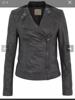 Muubaa Ursae Black Leather Quilted Biker Size UK 10 • £15.99