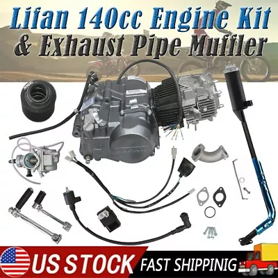 Lifan 140cc Engine Kit With Exhaust Pipe Muffler For Pit Bike Taotao Honda CRF50 • $549.45