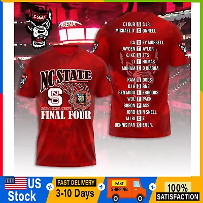 Hot! Hot! NC-State-Shirt-Wolfpack 2024 NCAA Mens Final Four 3D T-Shirt Fastship • $9.11