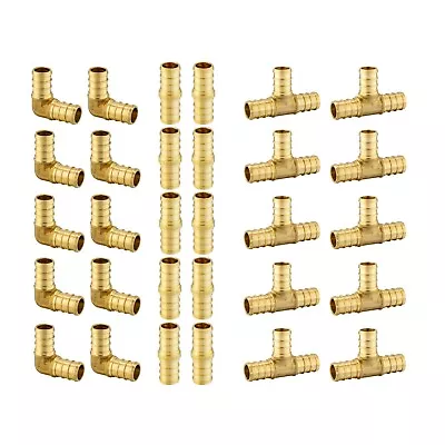 EFIELD 30PCS 3/4  PEX Crimp Brass Fittings Elbow Coupling Tee(10/Each)No Lead • $36.99