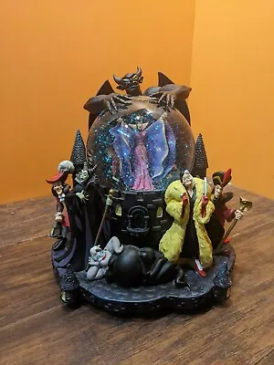 Disney Store VILLIANs Chernabog Evil Queen Ursula Maleficent Music Water Globe • $175