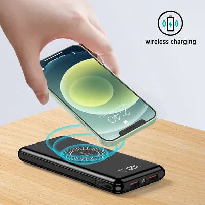 900000mAh Qi Wireless USB Power Bank 18W Fast Charging Portable Battery Charger • $16.96