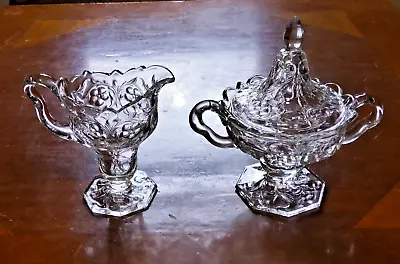 Antique McKee Early American Rock Crystal Glass Cream & Sugar • $18