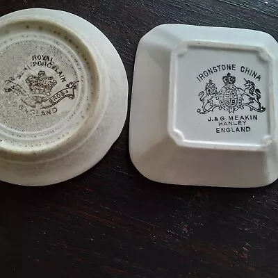 Antique Old Aged White Cream  Ironstone Butter Pats Lot Of 2 Johnson Bros Meakin • $42