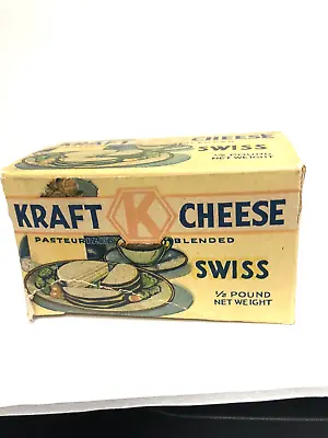 Kraft Cheese Pasteurized Blended Swiss 1/2 Pound Cheese Box Vintage • $50