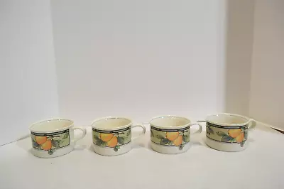Mikasa Intaglio Stoneware Garden Harvest Coffee Tea Cups Mugs CAC29 Set Of 4 • $12.99