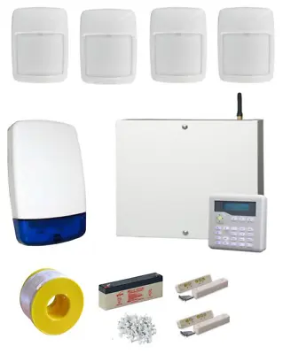 £339.99 • Buy WIRED Scantronic Burglar Alarm System PRO Kit LCD Keypad 4 PIR & GSM SMS Dialler