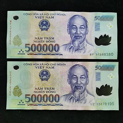 2 Pcs 500000 Vietnam Dong Polymer Banknote 1 Million Viet Nam Travel Cash • $55.50