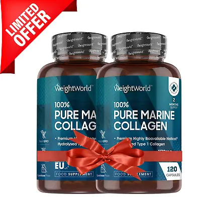 Pure Marine Collagen 240 Capsules 1170mg For Hair Skin Nails & Anit Ageing • £37.99