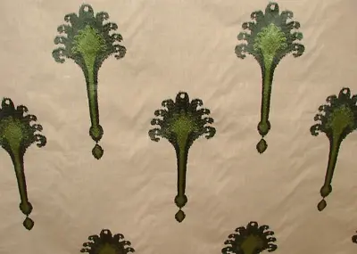3.2 Metre Ashiki Emerald Moroccan Ikat Embroidered Fabric Curtain  Cushion Blind • £8.06