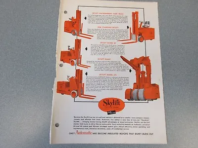 Old Automatic Skylift Forklift Sales Sheet Various Pallet Trucks • $40