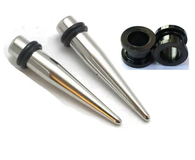 7/16 11mm Steel Tapers Black Screw Tunnels Ear Stretching Gauging Kit Gauge Plug • $18.49