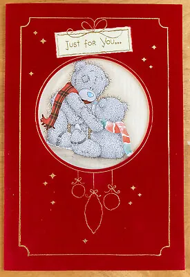 'Just For You' Me To You Christmas Card - Fabric Covered - 9 X6  • £3.25