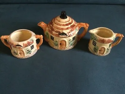 Vintage & Cute Cottage Teapot Sugar Bowl (no Lid) & Creamer Japan • $28