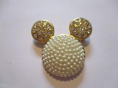 Signed Disney Mickey Mouse Faux Pearl Pin • $12.99