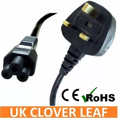 C5 Cloverleaf 3 Pin Mains Cable Clover Leaf Power Lead Power Cord For Uk • £4.95