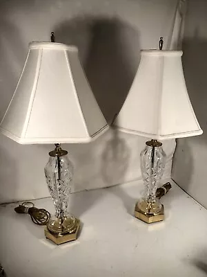 Waterford Evanwood Lamp Pair Rare Crystal Brass Model • $799.99