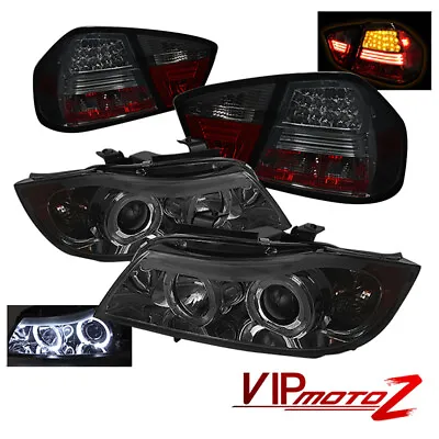 06-08 BMW E90 4DR Sedan 325i/328i Smoke Halo Projector Headlight+LED Tail Light • $367.95