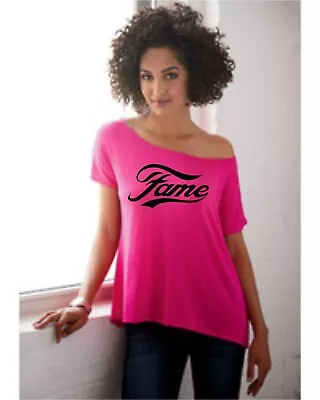 Fame Off The Shoulder Pink T Shirt Fancy Dress Hen Party UK Size Small To 4x  • £9.99