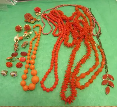 Vintage To Now  Lot Of Costume Jewelry In Shades Of Coral • $16.99
