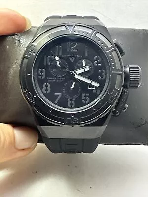 Men's Swiss Legend Analog Sport Quartz Watch Black Band Blk Sl-13842 Defecti-h95 • $2.25