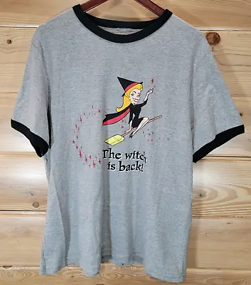 Vintage Bewitched Witch T Shirt Adult XL Ringer TV SHOW Gray Missing Tag • $59.99