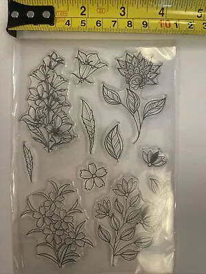 £2.99 • Buy Floral Themed Silicone Clear Stamps For Scrapbooking Card Making Album Craft