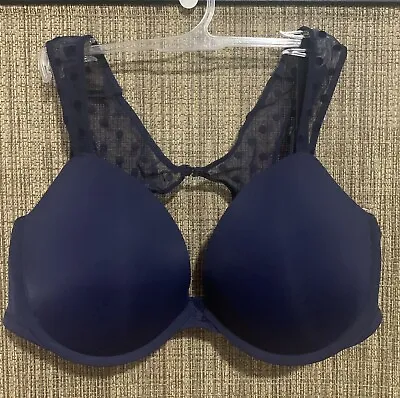 Victoria’s Secret Padded Plunge Bra Navy Blue 34D. • £14.48