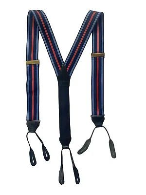 $39.99 • Buy Gieves & Hawkes Suspenders Trouser Braces Blue Red Black Striped Mens