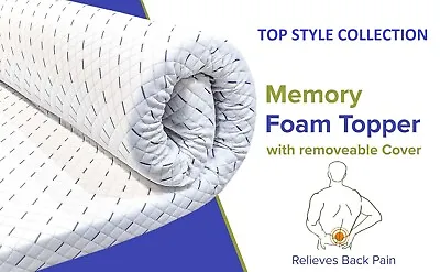 Comfort Touch Memory Foam Mattress Topper ✔ Available With Or Without Soft Cover • £272.64