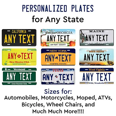 $19.99 • Buy Customized License Plate Tag Personalized For Any State Auto Car Motorcycle ATV