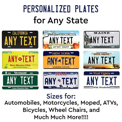 Personalized Custom License Plate Tag For Any State Wall Auto Car Bicycle ATV  • $13.99