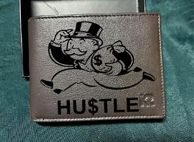 Mens Monopoly Hustle Engraved Bifold Leather Wallet • $50