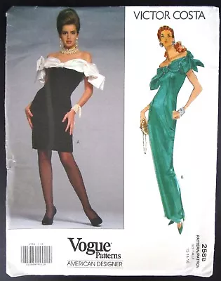 Vintage Vogue Pattern Victor Costa 2588 Uncut American Designer Dress 12/14/16 • $55.19