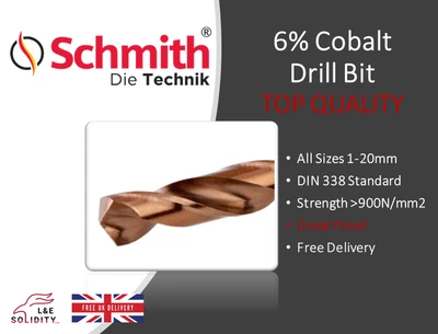 £1.22 • Buy HSS Gold Cobalt 6% Drill Bit Jobber TOP QUALITY For Stainless Steel Iron Schmith