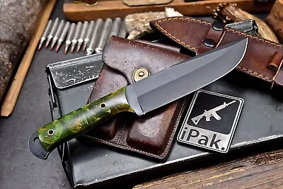 CFK IPAK Handmade D2 Custom GREEN CORELON Hunting Skinner Camping Sport Knife • $0.99