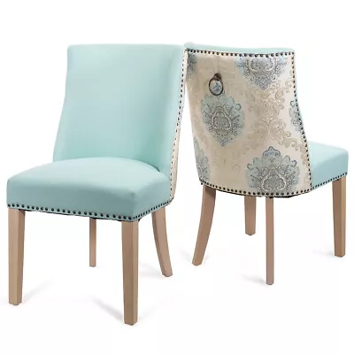 2-Pieces Set Parson Accent Chair Nailed Trim With Rear Back Ring Pull Wood Legs • $199.95