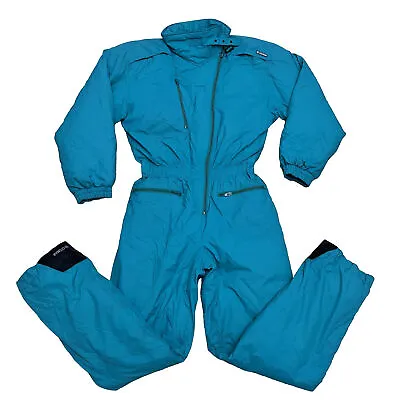 COLMAR Snow Suit Snow Bib Women’s EU L US 8 Teal Blue Winter Vintage 80’s Italy. • $53.58