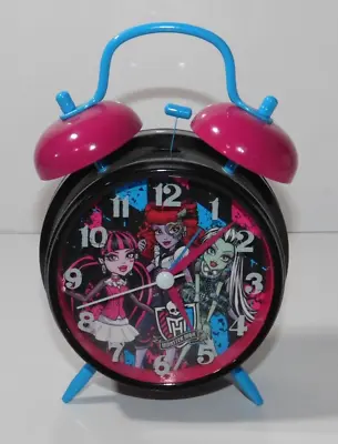 Monster High Ghoulish Twin Bell Alarm Clock Mattel Black / Pink • $9