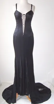 DOLCE & GABBANA Vintage Black Plunging Corset Bustier Lace Dress Gown 44 6 8 • $3999.99