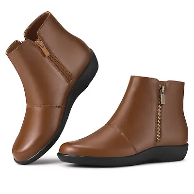 Rollda Women Zipper Ankle Boots Arch Support Lady Slip-On Casual Cushioned Shoes • $34.89