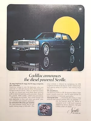 Cadillac Seville Diesel 5.7L V8 Black Sedan Elite Car Vintage Print Ad 1978 • $16.77