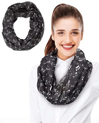 CBC Crown Music Notes Theme 35  X 70  TR Fabric Infinity Loop Scarf • $9.99