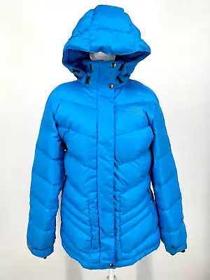 The North Face 900 Jacket Sz S Summit Series Womens Down Filled Puffer Hood Blue • $141