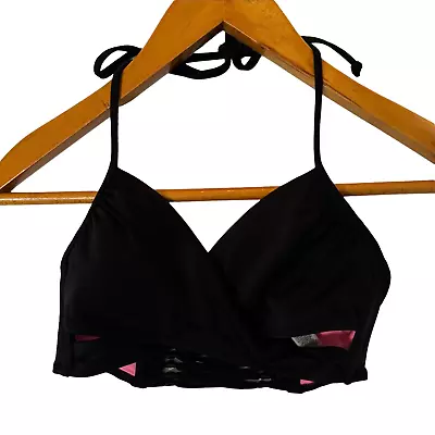 Victoria's Secret PINK Crossover Bikini Top Black S Removable Pads • $11.95