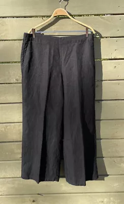 J Jill Linen Pants SZ Large Tall Black 100% Linen Wide Leg Cropped • $15