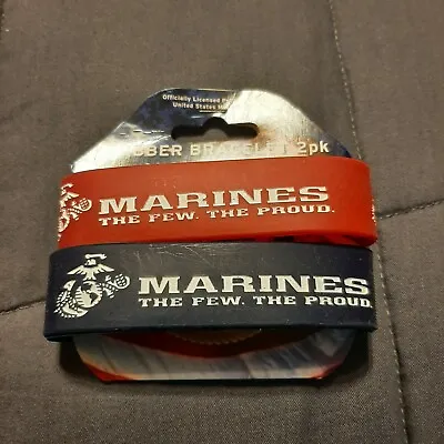 (Set Of 2)U.S. MARINES MILITARY Band Silicone Rubber Bracelet Wristband LICENSED • $9.99