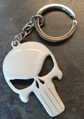 Marvel White The Punisher Hollow Logo Frank Castle Keyring UK Seller Free P&P • £4.95