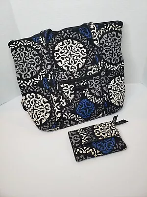 Retired Vera Bradley Purse & Tri-Fold Wallet Canterberry Cobalt Barely Used!! • $27