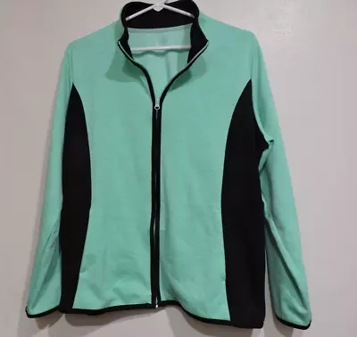 Made For Life  Mint Green/black Lg Sleeve Zip Up Jacket Quick Dri Women's SZ PXL • $6.38